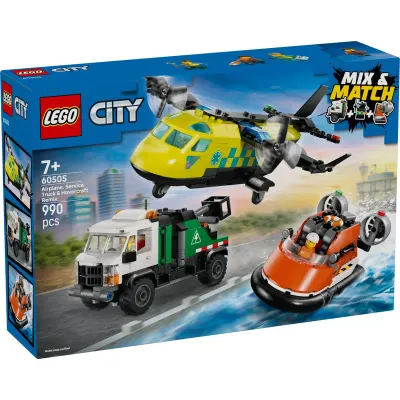 LEGO® City - Avion, autospeciala de service si aeroglisor in versiuni adaptate (60505)