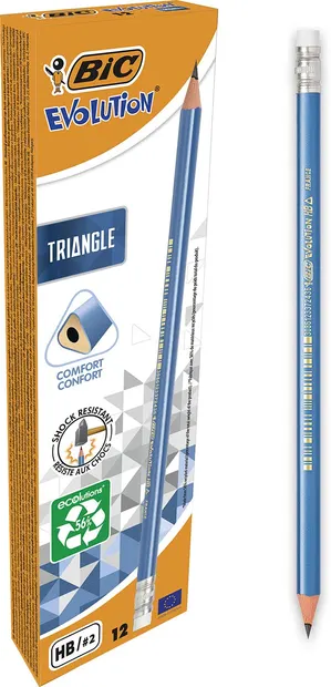 Set de creioane BIC Evolution - HB, cu radieră, 12 buc