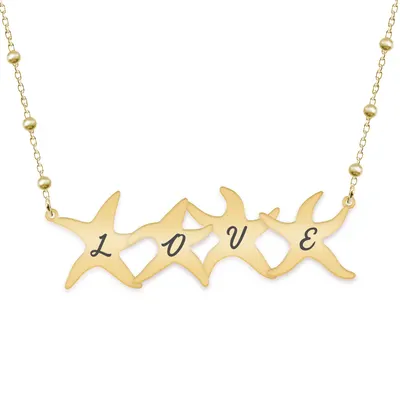 Andreea - Colier personalizat cu stelute de mare din argint 925 placat cu aur 24K galben