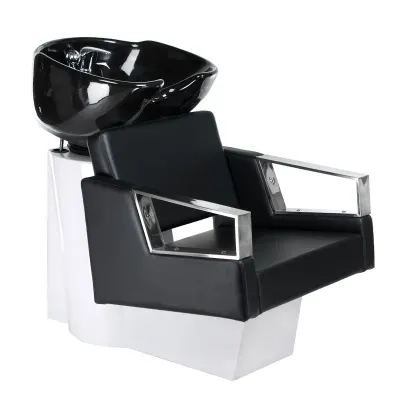 Scafa coafor cu bol, scaun tapiterie piele eco, inaltime totala 99 cm, bol 50 cm, negru