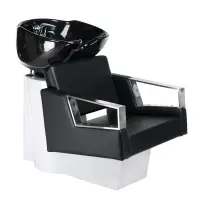 Scafa coafor cu bol, scaun tapiterie piele eco, inaltime totala 99 cm, bol 50 cm, negru