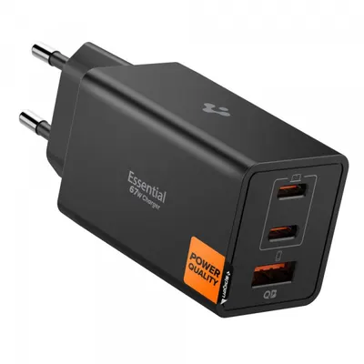 Incarcator Retea Spigen Essential, 67W, 3.25A, 1 x USB-A - 2 x USB-C, Negru ACH09458
