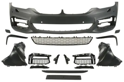 Bara Fata, pachet M, cu grilaje, cu orificii proiector ceata, cu gauri pentru spalator de faruri, numar orificii senzori parcare: 6, grund potrivit BMW 5 G30 02.17-04.2