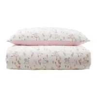Lenjerie de pat pentru copii albă-roz din bumbac pentru pătuț 120x150 cm Ballerina – Belle & Boo