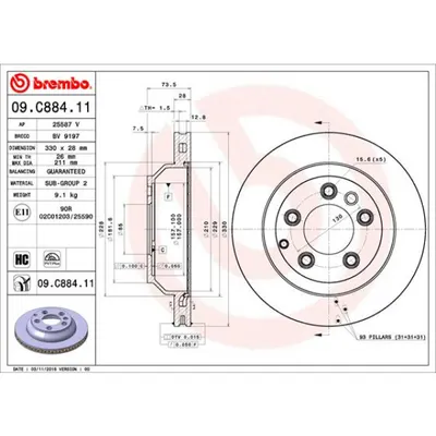 Disc frana BREMBO 09.C884.11