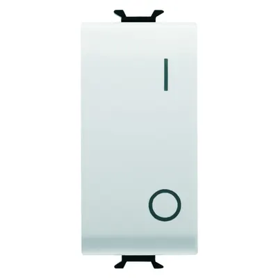 Intrerupator Unidirectional 2p 250v C.a. De Mare Putere - 25ax - Buton Neutru - Simbol 0/1 - 1 Modul - Alb Lucios - Antibacterian - Chorusmart