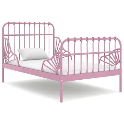 vidaXL Cadru de pat extensibil, roz, metal, 80x130/200 cm