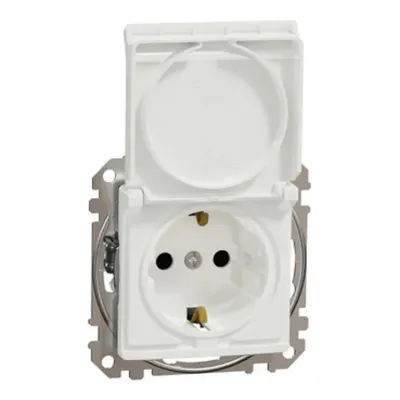 Sedna Design, Priza 2P+E cu obturatoare si capac, fara surub, alb