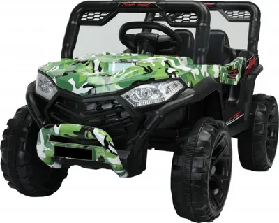 Masinuta electrica pentru copii Novokids Buggy Mini UTV cu faruri luminoase, telecomanda, 3-6 ani , max 30 kg, 3 viteze, model Offroad Verde Camuflaj