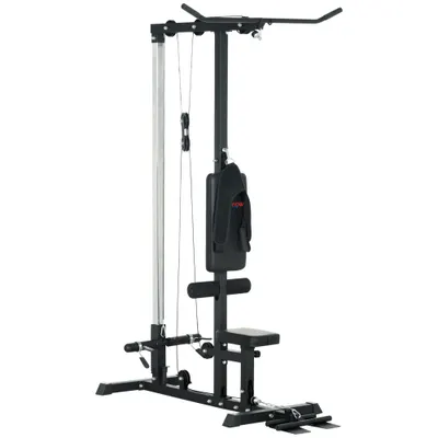 SPORTNOW Stație de forță pentru acasă, remuri, fără greutăți, aparat de fitness pentru acasă, oțel, piele artificială, Negru | Aosom Romania