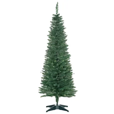 HOMCOM Brad Artificial de Crăciun cu Crengi Realiste, Brad Înalt și Îngust cu Bază din Plastic, Ø46x150 cm, Verde | Aosom Romania