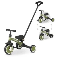 Tricicletă Qplay Stager cu Mâner pentru Împingere - Tricicletă 3 în 1 - Verde