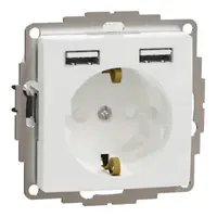 Sedna Design, Priza 2P+E+2 USB 2.4A, cu obturatoare, alb