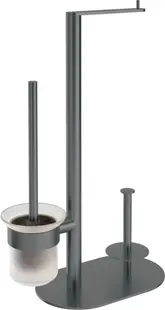 Suport perie wc multifunctional gun metal gri, Deante Round