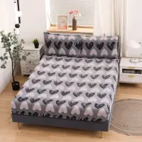 Cearsaf / Husa cu Elastic Cocolino 180x200cm si 2 fete de perna 50x70cm, Gri, inimioare
