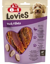8IN1 Lovies Duck Fillets 80 g recompensă pentru câini cu file de rață