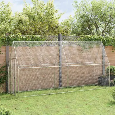 vidaXL Coteț pentru păsări, gri, 400x100x190 cm, oțel galvanizat