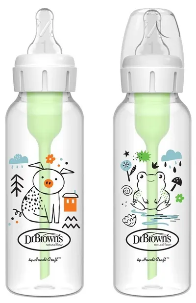 Set biberoane Dr. Brown's Options+ - Anti-Colic, porc / broască, 2 х 250 ml