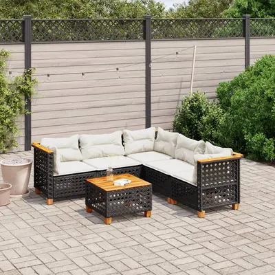 Gossi set mobilier de gradina cu perne, 6 piese, negru, poliratan