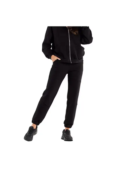 Pantaloni sport dama - Bumbac/Elastan - Negru