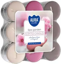 Lumânări parfumate de ceai Bispol Aura - Spa Garden, 18 bucăți