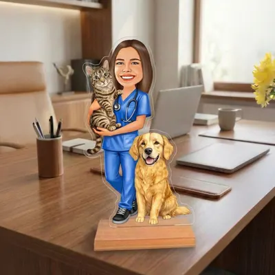 Caricatura pentru Medic Veterinar - Statueta Personalizata tip Trofeu