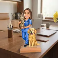 Caricatura pentru Medic Veterinar - Statueta Personalizata tip Trofeu