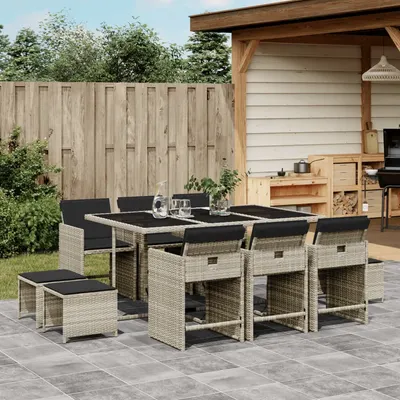 Gossi set mobilier de gradina cu perne 11 piese gri deschis poliratan