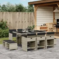 Gossi set mobilier de gradina cu perne 11 piese gri deschis poliratan