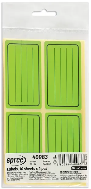 Etichete școlare Spree - verde neon, 40 de bucăți