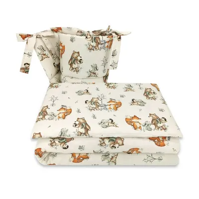 Set lenjerie patut 5 piese MimiNu cu pilota si perna din bumbac 120x60 cm Design Time for fun