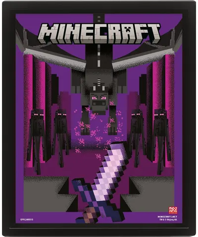 3D poster cu ramă Pyramid Games: Minecraft - Ender Dragon Duel