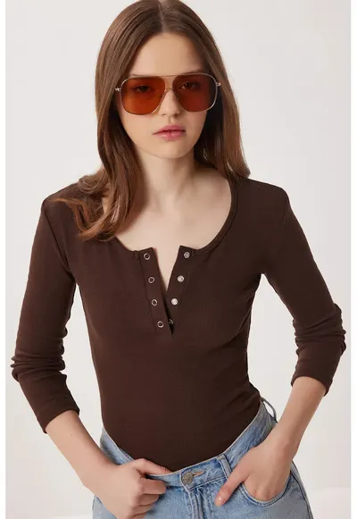 Bluza dama - Happiness Istanbul - Maro inchis - Slim fit