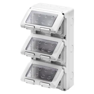 Doza aparenta etansa - VERTICAL - 12 modul - MODULE 4X3 - GREY RAL 7035 - IP55