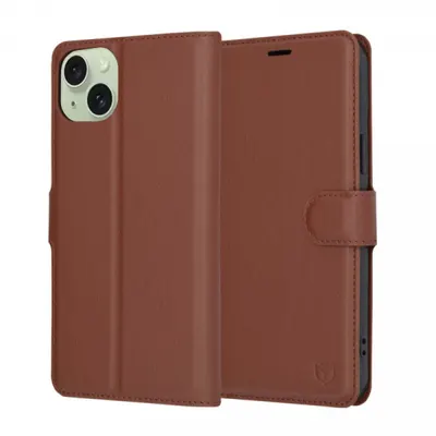 Husa pentru Apple iPhone 15 Plus, Techsuit, Leather Folio, Maro