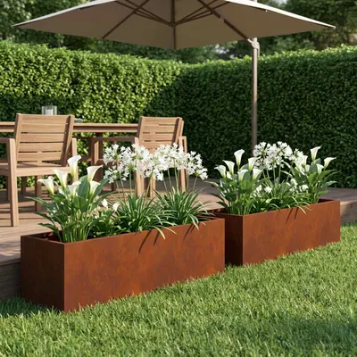 vidaXL Vază pentru Grădină 2 buc. Ruginit 80 x 20 x 20 cm