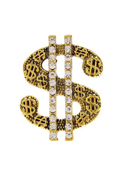 Brosa aurie - forma de dolar - cu pietre - Marieke C9