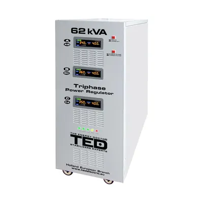 Stabilizator de tensiune cu servomotor trifazat-trifazat TED TED000217, 62000 VA, 48000 W, regleta