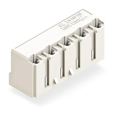THT female header; 0.4 x 1.3 mm solder pin; straight; Pin spacing 7.5 mm; 4-pole; light gray