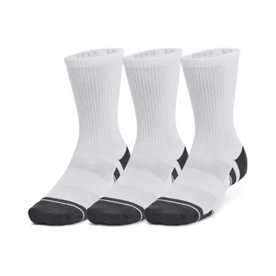 Set de 3 perechi de șosete înalte UA Performance Tech albe