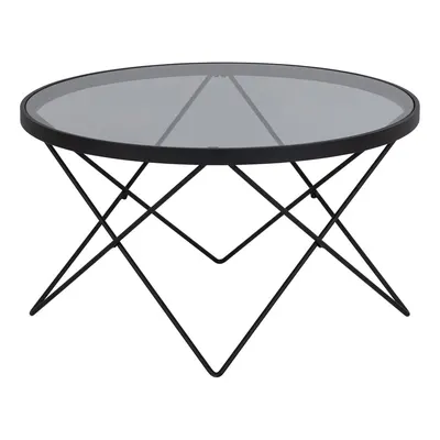 Măsuță de cafea neagră cu blat din sticlă ø 80 cm Cuxton – Actona