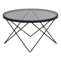 Măsuță de cafea neagră cu blat din sticlă ø 80 cm Cuxton – Actona