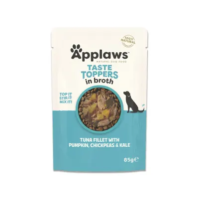APPLAWS Taste Toppers, XS-XL, Ton și dovleac, plic hrană umedă fără cereale câini, (în supă), 85g