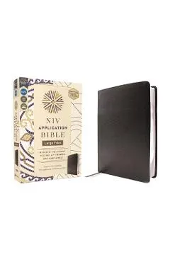 NIV Application Bible, Large Print, European Bonded Leather, Black, Red Letter, Comfort Print: Bringing the Ancient Message of the Bible Into Your Wor