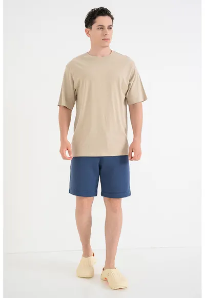 Pantaloni de trening din amestec de bumbac organic Premium Core - Albastru oceanic