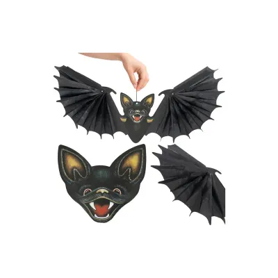 Decoratiune de Halloween in forma de liliac, suport de agatare, 19 x 60 cm, reutilizabil, negru