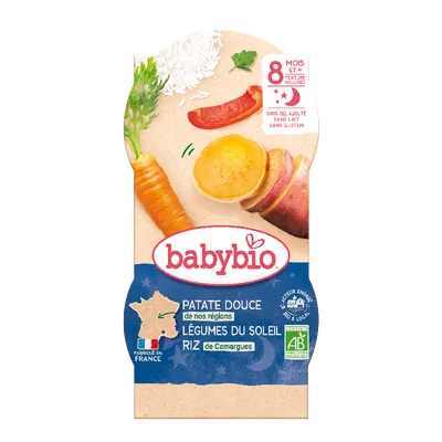 Meniu eco din cartofi dulci si legume +8luni, 2 x 200g, BabyBio