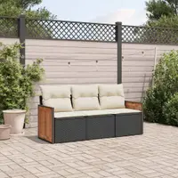 Gossi set mobilier de gradina cu perne, 3 piese, negru, poliratan