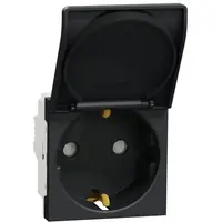 Priza 2P+E 16A, capac, obturator 2M Schneider Noua Unica NU303754TA, antracit