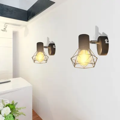 Aplice perete cadru sarma, stil industrial, negru, bec cu filament led